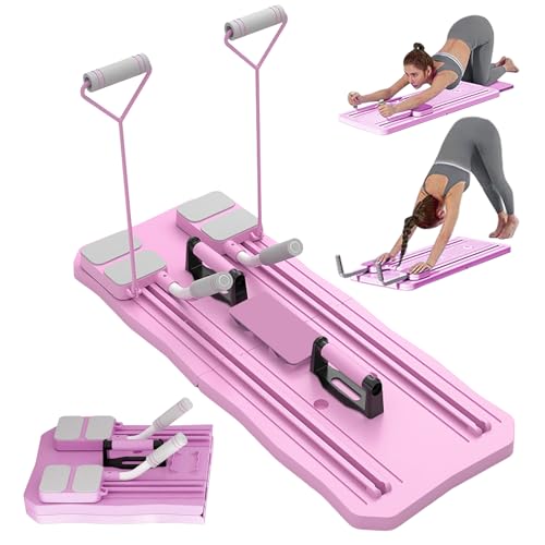 Tragbares Pilates Reformer Set Board, Pilates Reformer Maschine für Zuhause, Integrierter Telefonhalter, Pilates Reformer Board, Multifunktionales Übungsbrett für Heimübungen (Rosa)