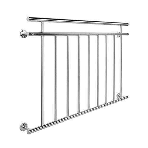 Wiltec Balkongeländer aus Edelstahl 90x128cm französisches Geländer für Balkon Sicher Elegant Robust Geländer Balkonbrüstung