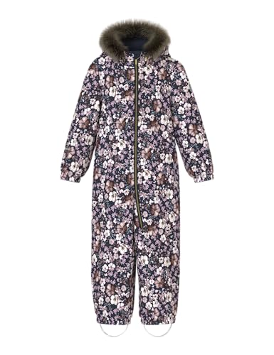 NAME IT Mädchen NMFSNOW10 Suit AOP FO NOOS Schneeanzug, Dark Sapphire/AOP:Flower, 116