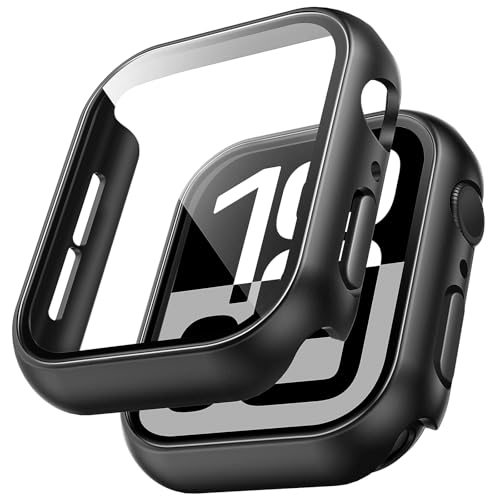 TAURI 2 Stück Schutzhülle mit Apple Watch 10 46mm Displayschutz, 360° Rundum Ultradünne PC Hard Hülle, Kratzfest Hardcase für Apple Watch Series 10 - Schwarz