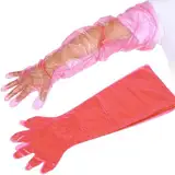 30pcs Langarm Veterinär Handschuh,Veterinär-Handschuhe,Dehnbare Einweghandschuhe,Handschuhe zur Viehbesamung,Einweg Weichplastikfolie Handschuhe,Veterinärhandschuhe Extra Lange Stulpe 90 cm,Rot