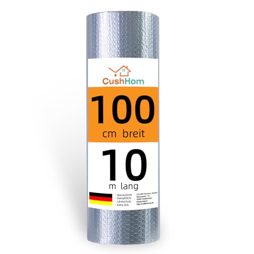 CCLIFE Isolierfolie Thermofolie Aluminisierte Dämmfolie Alu Luftpolsterfolie 3-4mm Heizkörper Reflexionsfolie für Dächer Fenster Rohre Böden,1X10m-10㎡