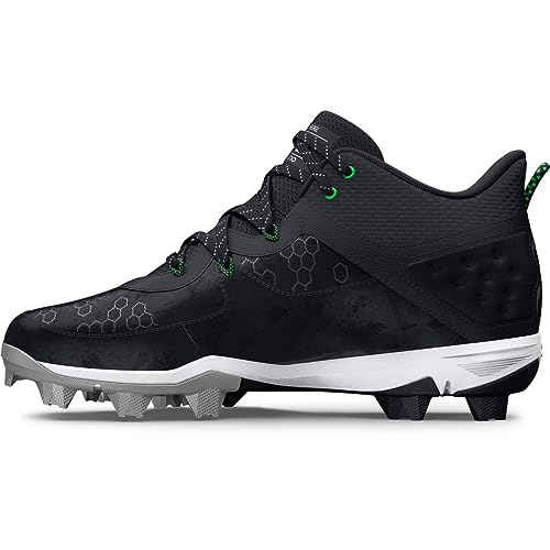 Under Armour Harper 8 Mid Rm Baseballschuh für Herren, (001) Schwarz/Schwarz/Metallic-Silber, 44 EU