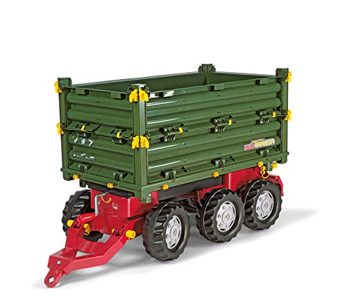 Rolly Toys rollyMulti Trailer für Trettraktoren (für Kinder von 3 - 10 Jahre, Dreiseitenkipper, abnehmbare Deichsel) 125012