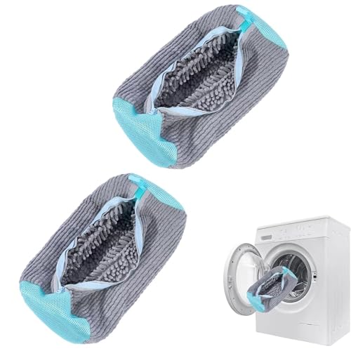 2 Stück Schuhwaschbeutel Waschmaschine, Sneaker Waschbeutel, Wiederverwendbarer Waschbeutel, Schuhe Waschbeutel, Geeignet für Sportschuhe und Tennisschuhe, Grau