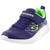 Skechers Jungen Microspec Texlor Sneaker, Navy Textile Lime Silver Trim, 33 EU