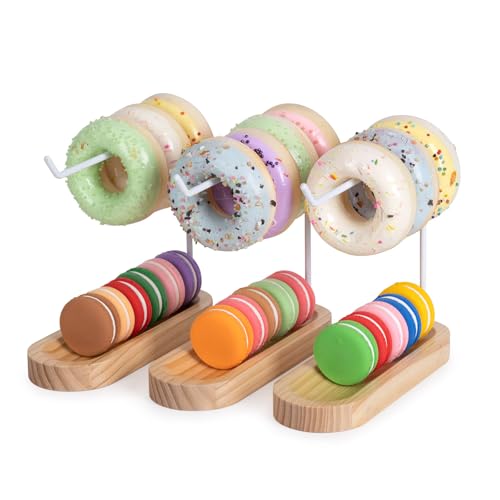 AIM & GGKK Donut Ständer,Donut Stand Halter Set von 3 Bagel Stand, Donut Display Stand für Dessert Tisch, Donut Halter für Geburtstag, Hochzeit, Baby Dusche, Brautdusche Party
