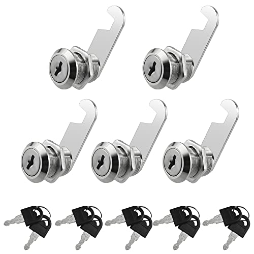 XINMEIWEN 5 Stück Schrank-Nockenschloss-Set, gleichschließend, 20 mm, Stahl, Zinklegierung, Edelstahl, Tastenfeld, Schloss, Schrank- und Möbelschlösser, Haushalt und Büro