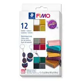 STAEDTLER Sparkle Colours Set FIMO, ofenhärtende Modelliermasse in funkelnden galaxy, glitter und metallic Farben, Set mit 12 Halbblöcken à 25g in sortierten Farben, 8013 C10-4