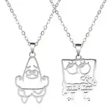 Paar Halskette, 2 Stücke Anime und Pai Starpaar Halskette, Schmuckketten Set, exquisite silberne Patrick Star Pendant, Kawaii Schmuck Junge und Mädchen, Kinder Geschenkgeschenk Freundschaft Kette