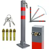 Gimisgu Parkpfosten, Absperrpfosten Klappbar, Robust und Stabil Parkplatzsperre Wegsperren Sperrpfosten, Parkplatz-Barriere mit 3 Schlüssel,1er Set