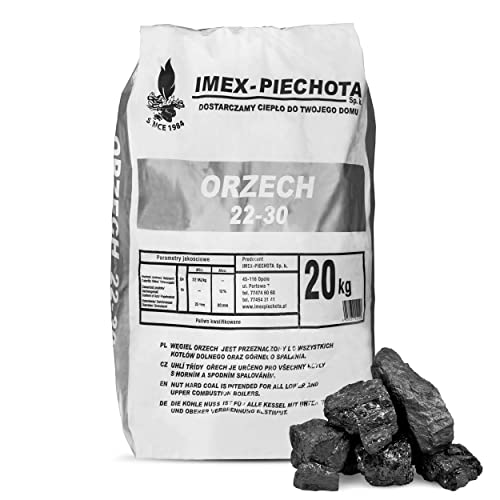 PALIGO Steinkohle Nusskohle Schmiedekohle Heizkohle Kesselkohle Esskohle Fettkohle Kohle Grob 25-60mm 20kg Sack / 1 Karton Anmag