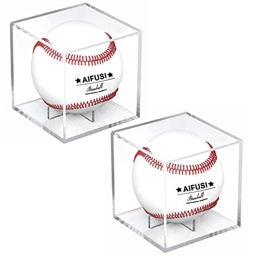 AIFUSI Baseball-Schaukasten, UV-Geschützter Acryl-Würfel, Baseball-Halter, Quadratisch, Klare Box, zur Aufbewahrung von Erinnerungsstücken, Sport, Offizielles Baseball-Autogramm [2 Stück]