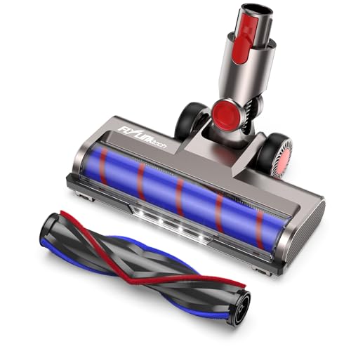 Bürste kompatibel für Dyson V7, V8, V10, V11, V15 Staubsauger, Bürste mit 4-LED Scheinwerfern, Flexibler Rotation und 2 Ersatzrollen