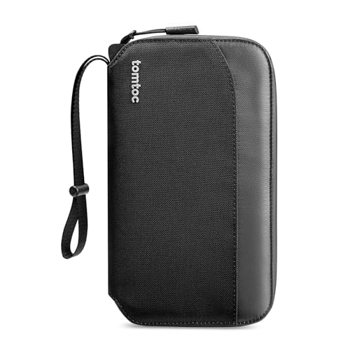 tomtoc Reisepass Tasche für 4 Reisepässe, Reisepasshülle Organizer Tasche Passport Holder mit SIM-Kartenhalter und Eject Pin, RFID-Schutz, Kartenfach, Ausweistasche für Familie, Reise