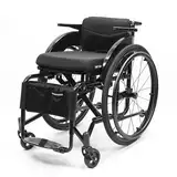 NRNQMTFZ Selbstfahrender Sportrollstuhl,Faltbar Leicht Rollstuhl,Zwei Bremssysteme, Klappbare Rückenlehne, Aluminium, Klappbare Fußstützen,Premium Transportrollstuhl(Seat Width 36cm/14.1in,A)