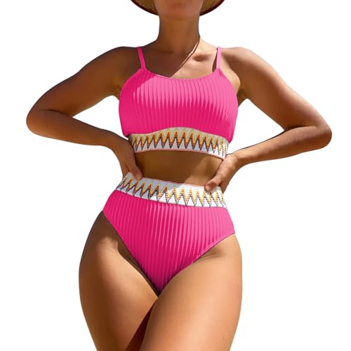 Generisch Bikini-Sets für Damen, Zweiteilige Badeanzüge, sexy Badeanzüge, Push-Up-Bikinis, hohe Beine, Neon Bikini 48 Bikini Damen Set Neckholder Neon