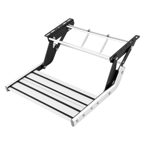 MEELRYD Aluminiumlegierung wohnmobiltrittstufe, Wohnmobil Trittstufen Klappbar, Manueller RV Schritt, Wohnwagen Stufenbeschläge, Tragfähigkeit 150 kg, Camping Edelstahl Schritt für Wohnmobile
