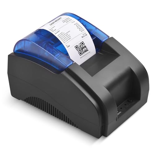 Bisofice Bondrucker 58mm Desktop Thermodrucker Belegdrucker mit 1 Rollen Papier, Kompatibel mit Windows/Linux/Android/iOS,Unterstützung ESC/POS-Befehl