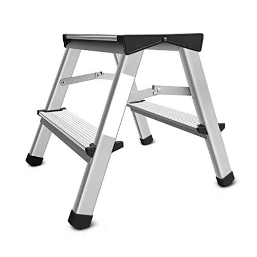 DRABEST Trittleiter Klapptritt Aluleiter Haushaltsleiter beidseitig begehbar 2 x 2 Stufen bis 125 kg belastbar