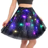 AYBUY Tutu Rock LED, Erwachsen Teenager Tutu Party für Fasching Karneval Motto Party Ballett Dress Halloween Kostüm, 40CM(Schwarz)