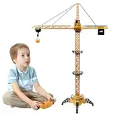 Aragallant Ferngesteuerte Turmkran, 128 cm hohe 2,4 Hz Turmdrehkran, 6 Kanäle Tower Crane Elektrisch, 680 Grad RC Baukran mit Hebehaken, Turmdrehkran Kanäle Lichtern, Geräusche für Kinder ab 3 Jahren