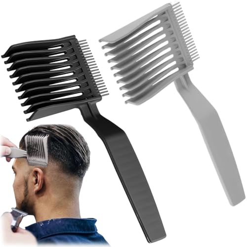 ZKGYUS 2pcs Haarschneidekamm Friseur Kamm,Verstellbare Haarschneide Schablone, Fade Kamm Männer Barber Set,Gebogenes Silikon Haarschnittband Haare Schneiden übergang Haarschneidemaschine