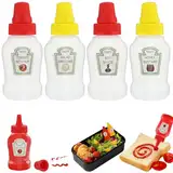 Andibro Mini Quetschflaschen, 23 ml kleine Ketchup Flasche nachfüllbar Kunststoff Gewürzbehälter Dressing Sauce Flasche für Marmelade Honig Schokolade Sahne Sirup Salat Kinder Mittagszubehör 4 Stück