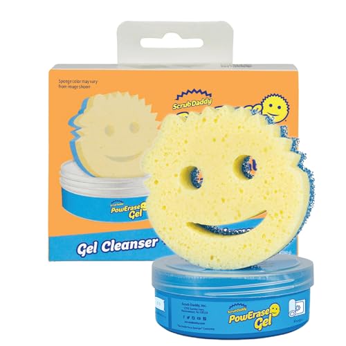 Scrub Daddy Powerase Gel Teppichreiniger und Fleckenentferner – für Kleidung, Teppich- und Polsterreiniger Sofa Paste für Leder, Autoteppich, Couch - Reisewaschmittel inkl. Scrub Mommy Schwamm