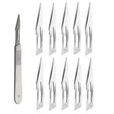 ABMRO 10 Stück STERILE Skalpellklingen 11# mit Griff zum Dermaplaning Papierschneiden, Nähen, Obsthandwerk, Modellieren, Medizin, Tierchirurgiemesser