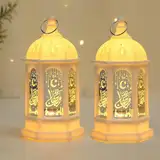 Ramadan Deko Lampe, Ramadan Dekoration Laterne, Eid Mubarak Laterne Mond Stern Dekoration,Weiß Vintage Laterne Deko für draußen als Gartenlaterne, oder Innen als Tischlaterne （2pcs）