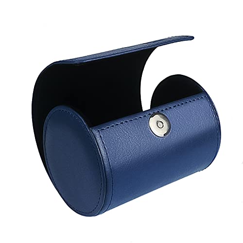 Fosinz Krawatten Box PU Leder Zylinder Form Krawattenetui für Männer-3.1"x4.3" Blau