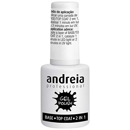 Andreia Gel Basis Deckschicht 2 In 1 Professioneller Gel Basislack - Basis- und Deckschicht Gel für französische Maniküre - Lang anhaltender DIY Nagellack für klare Spitzen - 10,5 ml