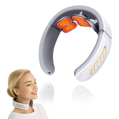 Nackenmassagegerät,6 Kopf Intelligentes Nackenmassagegerät mit 42°C Wärmetherapie, 3 Modi 9 Intensitätsstufen Kabellos Tragbares Elektrisches Massagegerät für Zuhause Büro Reise (grau)