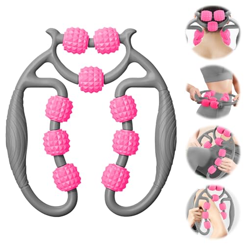 Taozoey Massage Roller, Massageroller, Massageroller Beine, Beinmassagegerät Cellulite Deep Tissue Massage Arm, Massagerolle mit Griff Bein, Massagerolle (Graurosa)