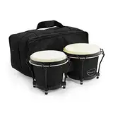 World Rhythm BON7 Bongos 6"" & 7"" Anfänger Eiche Bongo Drums - Matt Black Bongos mit gepolsterter Gigbag", schwarz, BON7-BK