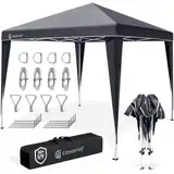 CASARIA® Pavillon Capri 3x3m Pop-Up UV-Schutz 50+ Wasserdicht Winterfest mit Tasche Faltbar Stabil Camping Garten Faltpavillon Partyzelt Anthrazit