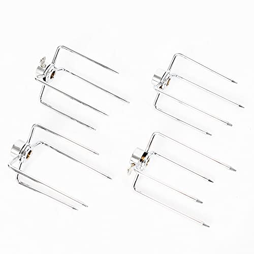 Rotisserie-Fleischgabel, Edelstahl Rotisserie Fleischklammer Fleischnadel, mit Feststellschraube, 4er Set - Fleischnadeln für Grillspieße, für Drehspieß, Hähnchen, und vieles mehr