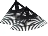 pokm toolsmarket- 2X Gartenrechen, Extra Breit XXL, Schwarz Rechen, Laubbesen Laubrechen Laubfeger aus Kunststoff, 58 cm Breit Harke 27 Zinken, Set 2 STK.