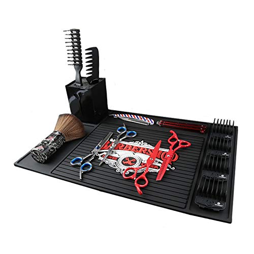 LIFEDYLUK Barber Station Matte 45 x 30cm, Magnetische Friseurstation Matte, Anti Rutsch Barber Organizer Mat, Silikon Friseur Tischmatte Pad for Professionelle Salon Hair Tools