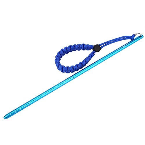 Keenso 4 Farben Aluminiumlegierung Scuba Diving Noise Maker Tauchstab Zeiger mit 15 cm Skala & Fallschirmband für Tauchsportarten(Blau) s Schwimmen