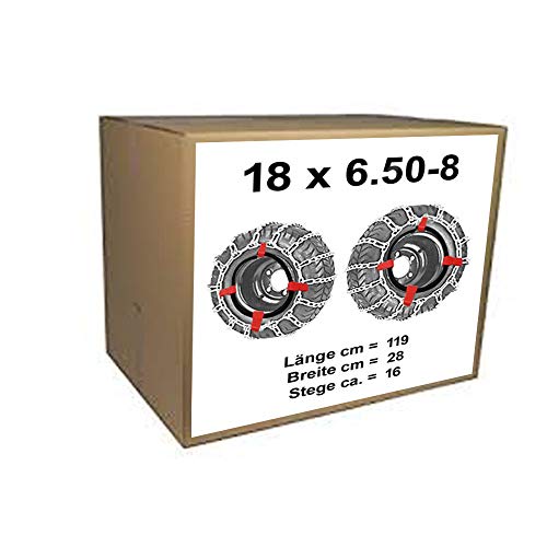 18x6.50-8 Schneeketten + Spanner für Rasentraktor Aufsitzmäher 18 x 6.50-8