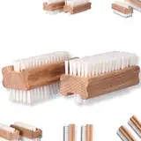 ToolSpace 2x Nagelbürste Holz Feste Starke Borsten Nagelreinigungsbürste Nail Brush Handwaschbürste Fingerbürste Schrubbbürste zum Reinigen von Dreck, Schmutz unter den Nägel Pflegebürste Handbürste