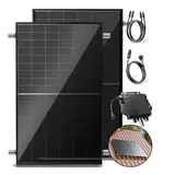 Solakon® 1000W Balkonkraftwerk mit Halterung (Ziegeldach, Paarmontage) - 800W komplett Steckdose - neuester 800W Wechselrichter - Solaranlage Komplettset - 500W bifaziale Solarmodule inkl. Zubehör
