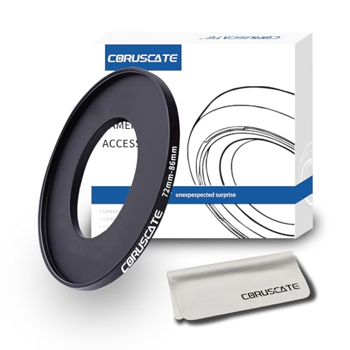 72mm auf 86mm Objektivadapter Ring,Step Up Ring Filter Adapter Kompatibel mit Allen 72mm Objektiven mit 86mm UV ND CPL Filter +1pcs Objektivreinigungstuch