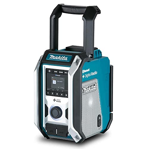 Makita DMR115 Akku-Baustellenradio (ohne Akku, ohne Ladegerät), Türkis, Schwarz, Silber