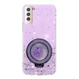 Rnrieyta Miagon Treibsand Ständer Hülle Glitzer für Samsung Galaxy S21,Cute Dünn Crystal Schutzhülle Weiches Bling Transparent Case Bumper mit Flüssig Halter Kickständer