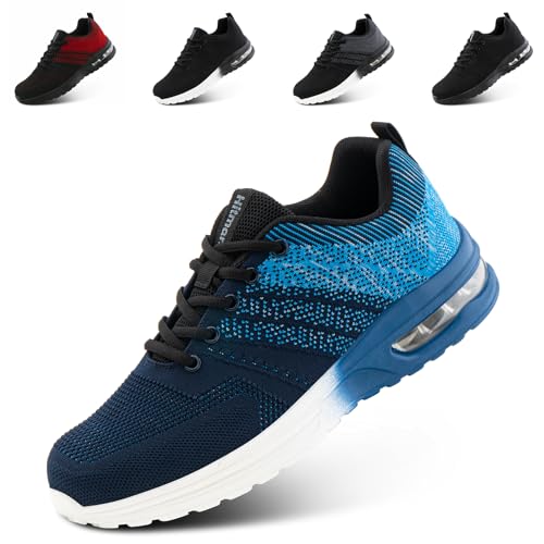 Hitmars Turnschuhe Herren Damen Laufschuhe Sportschuhe Straßenlaufschuhe Luftkissen Seanker Atmungsaktiv Gym Bequeme Leichte Joggingschuhe Blau EU 43