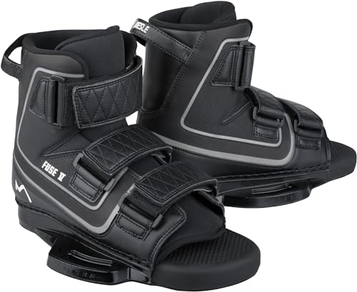 Mesle Wakeboard-Bindung Fuse V, Klettverschluss Bindung, Open Toe Boots mit 6'' Base Plate, enormer Halt, großer Verstellbereich