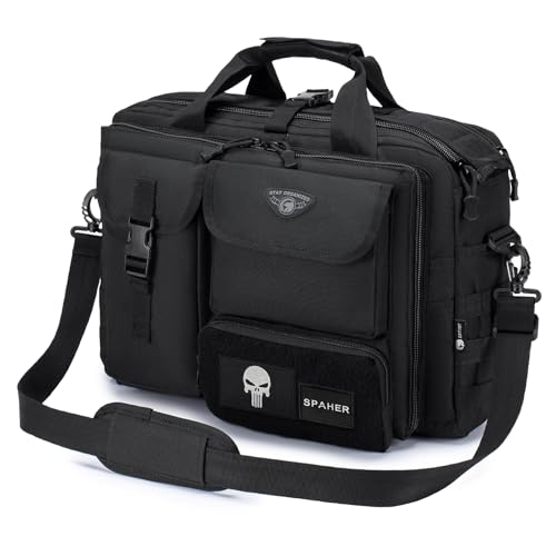 SPAHER Aktentasche Herren Arbeitstasche Herren Laptoptasche 14/15.6/17.3 Zoll Business Taktische Tasche Militär Tasche Umhängetasche Schultertasche Messenger Bag Männer Geschenk für Frauen Männer